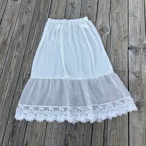 Cottage core style Skirt Bride Under Slip Lace Ruffles Skirt rhinestone Lace!